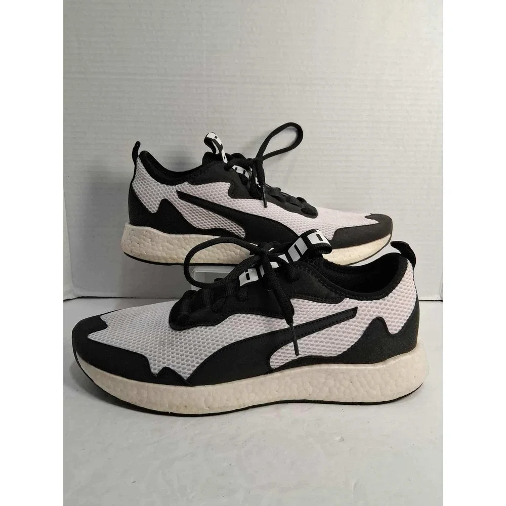 Puma NRGY Knit Running Shoes Black White Mens Size‎ 9 Athletic Sneakers READ